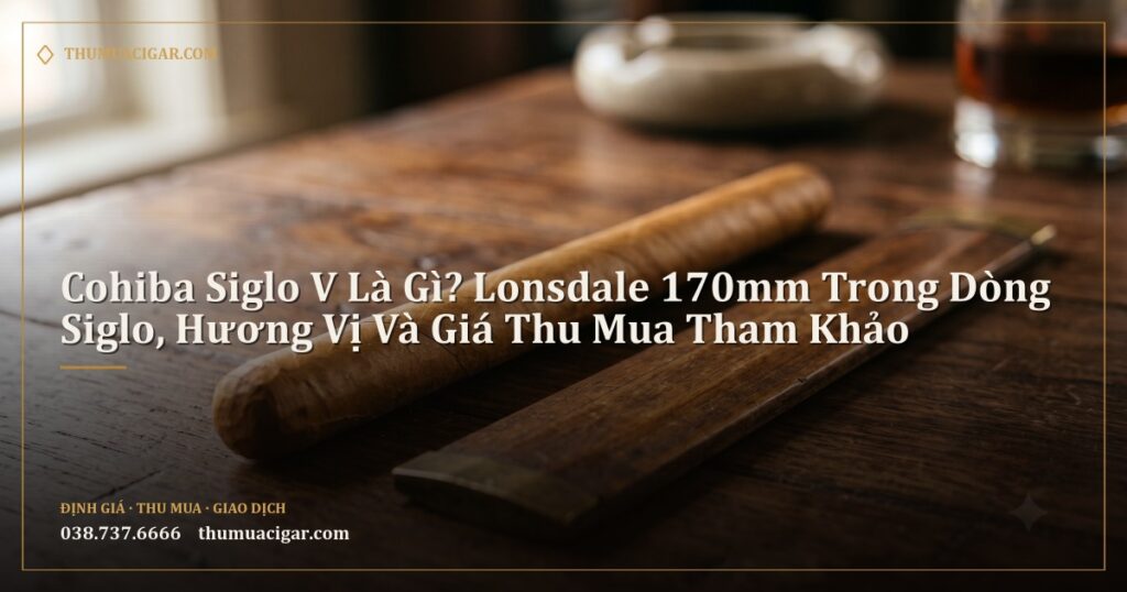 Điếu xì gà dài thon cạnh thước gỗ cổ