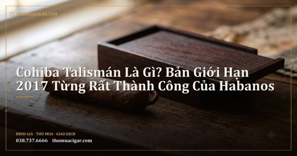Điếu xì gà đầu xoắn đuôi heo cạnh hộp gỗ nắp trượt