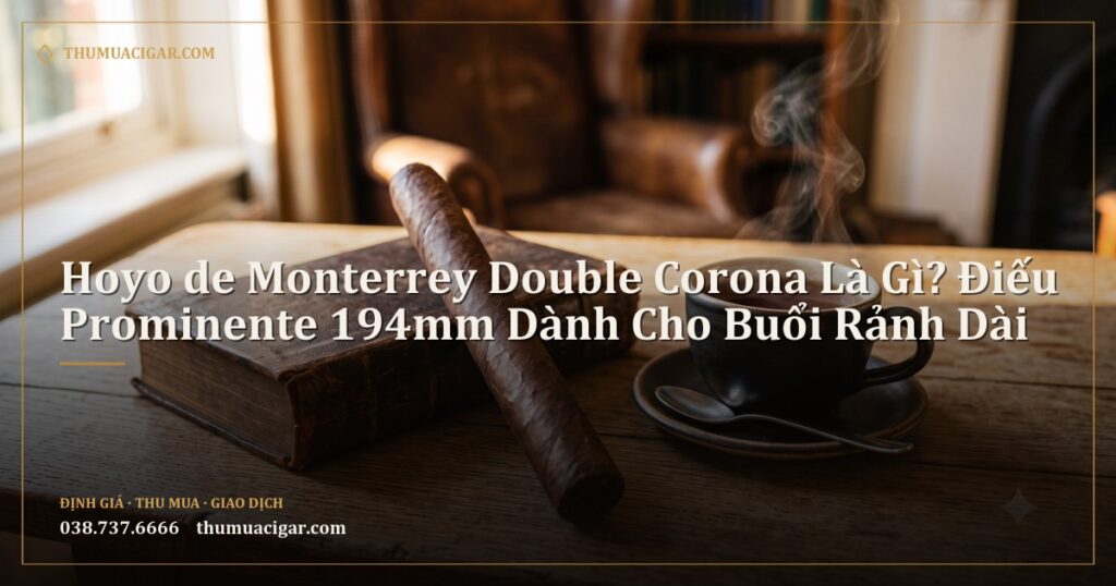 Điếu xì gà dài dày cạnh sách cũ và tách trà nóng