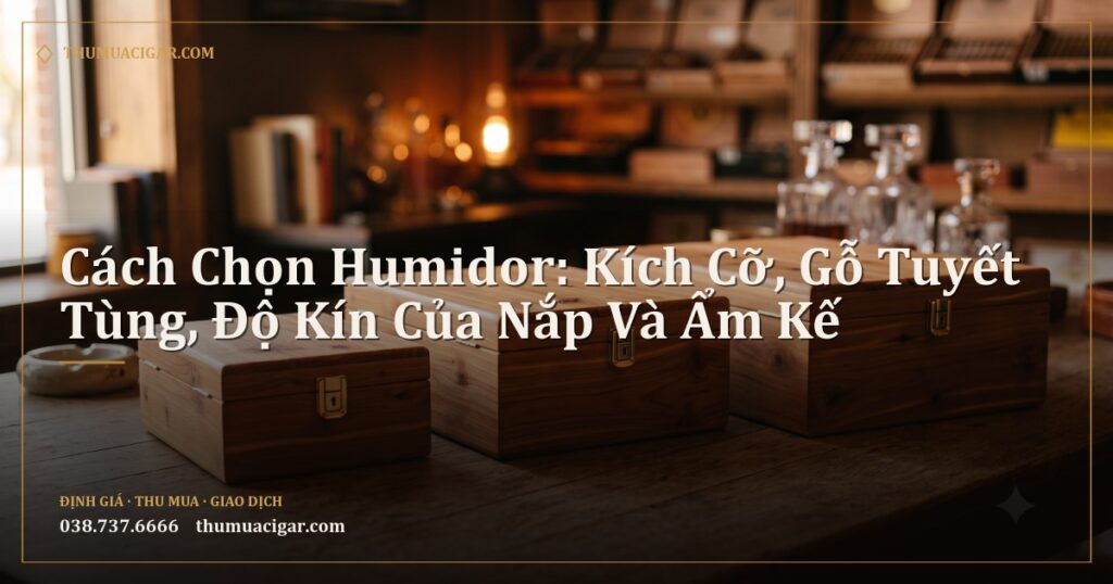 Ba chiếc humidor gỗ tuyết tùng với các kích cỡ khác nhau