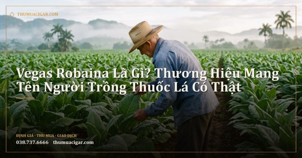 Nông dân lớn tuổi kiểm tra lá thuốc trên cánh đồng Vuelta Abajo